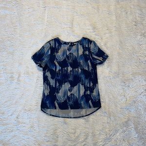 H&M - Women's Paint Stroke Light Blue and Dark Blue Blouse - Size 4